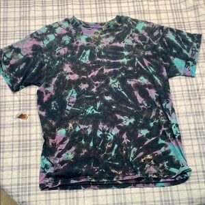 Purple and Green Short Sleeve Tie-Dye Tee